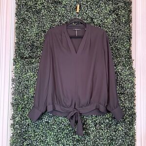 Scotch & Soda Women's Tie-Hem V-Neck Blouse - Black